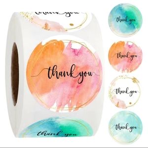 NWT 1000 Thank You stickers, 2 rolls of 500